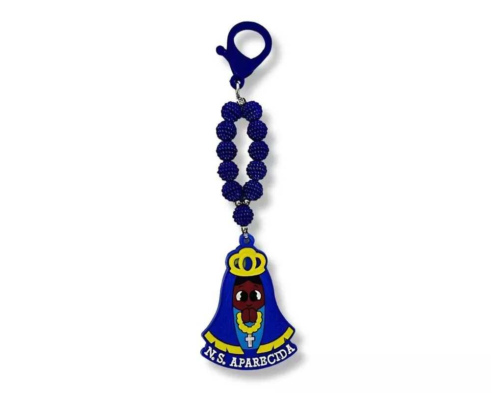 Chaveiro-Dezena-Borracha-Azul-Nossa-Sra.-Aparecida-Com-Bolinhas-Craqueladas