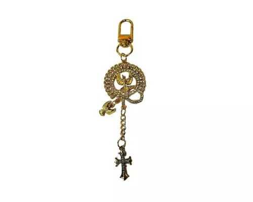 Chaveiro-Mosquetao-Dourado-Espirito-Santo-Pingente-Cruz-Cravejado-